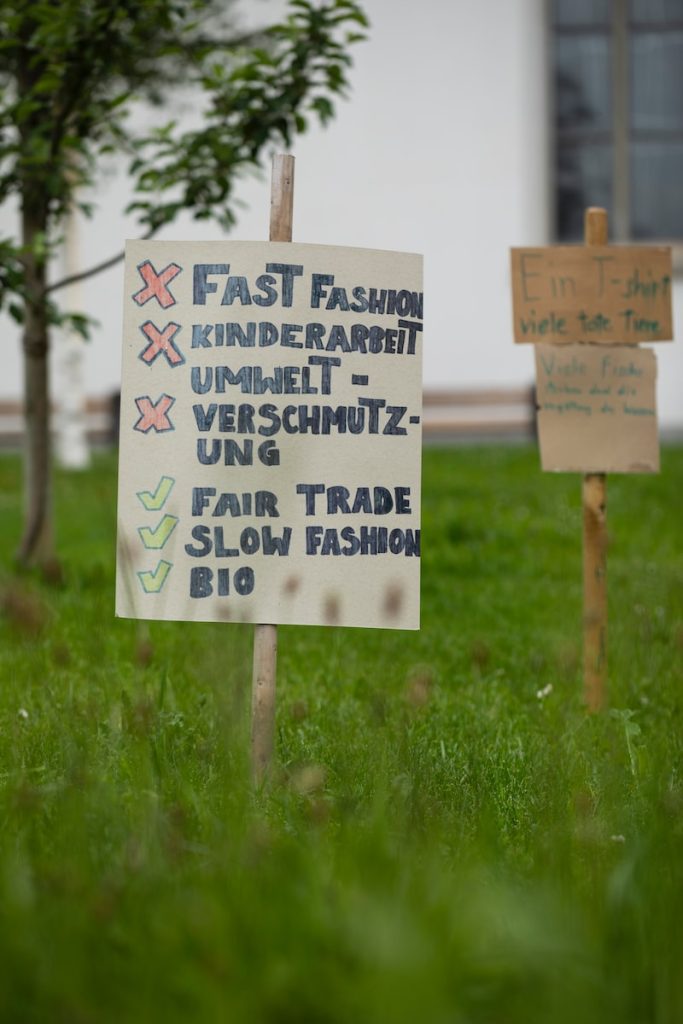 Protest poster on a meadow