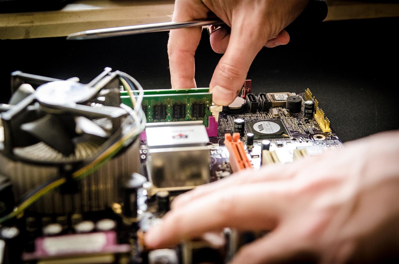 Man repairing electronics