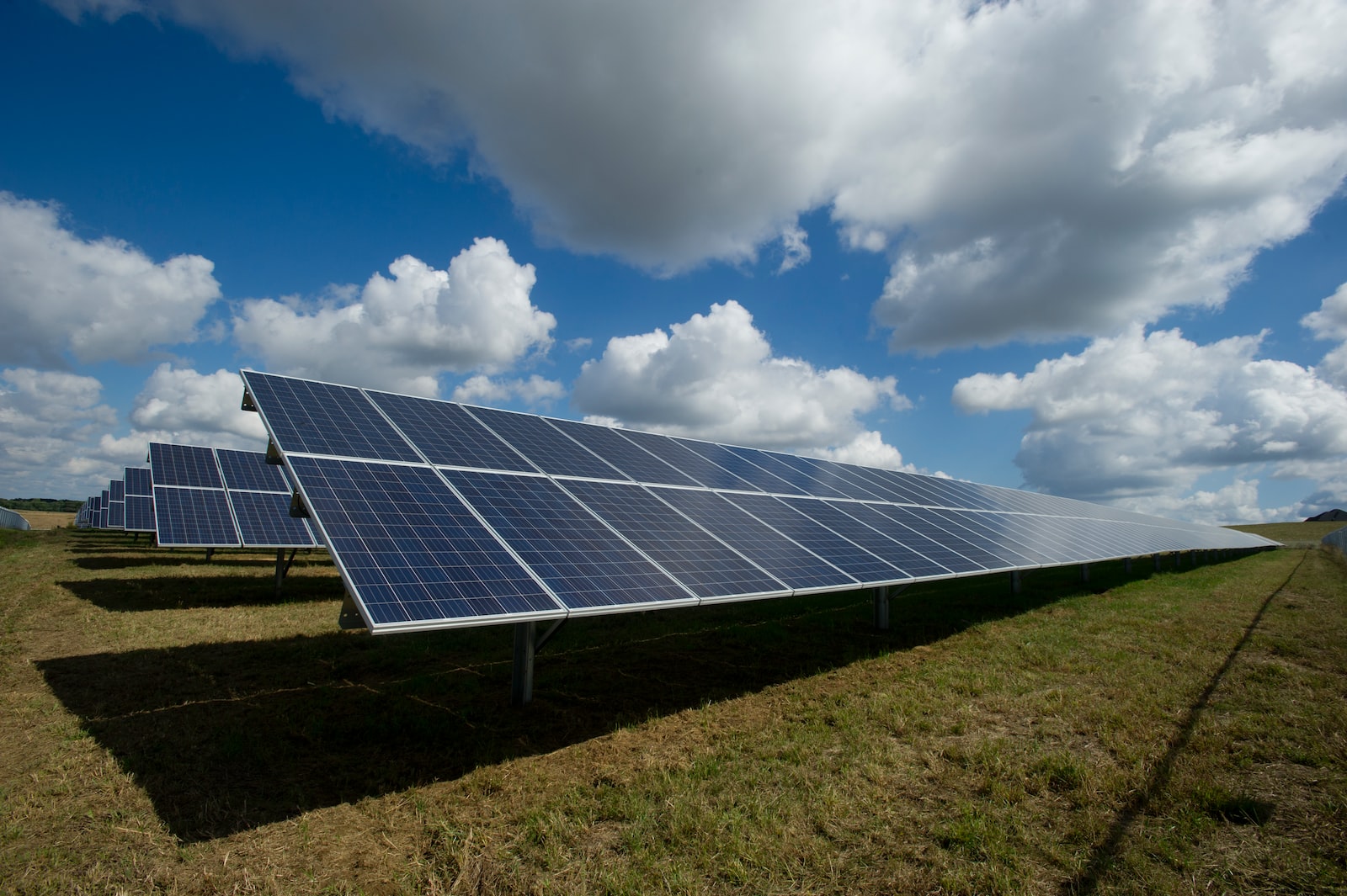 Big solar panels on a meadow