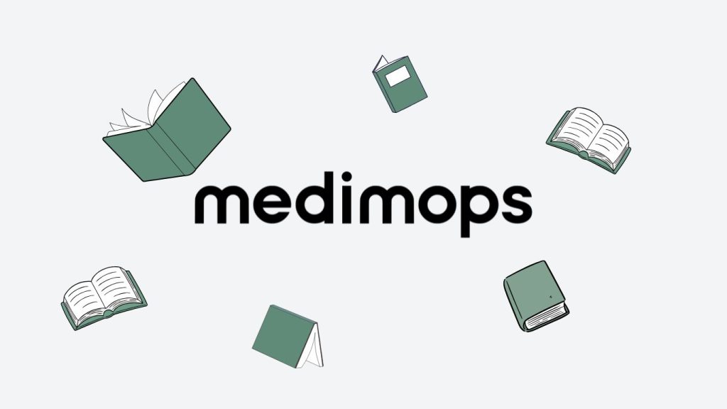 Medimops Logo mit animierten Büchern