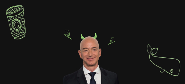 Jeff Bezos vor schwarzem Hintergrund