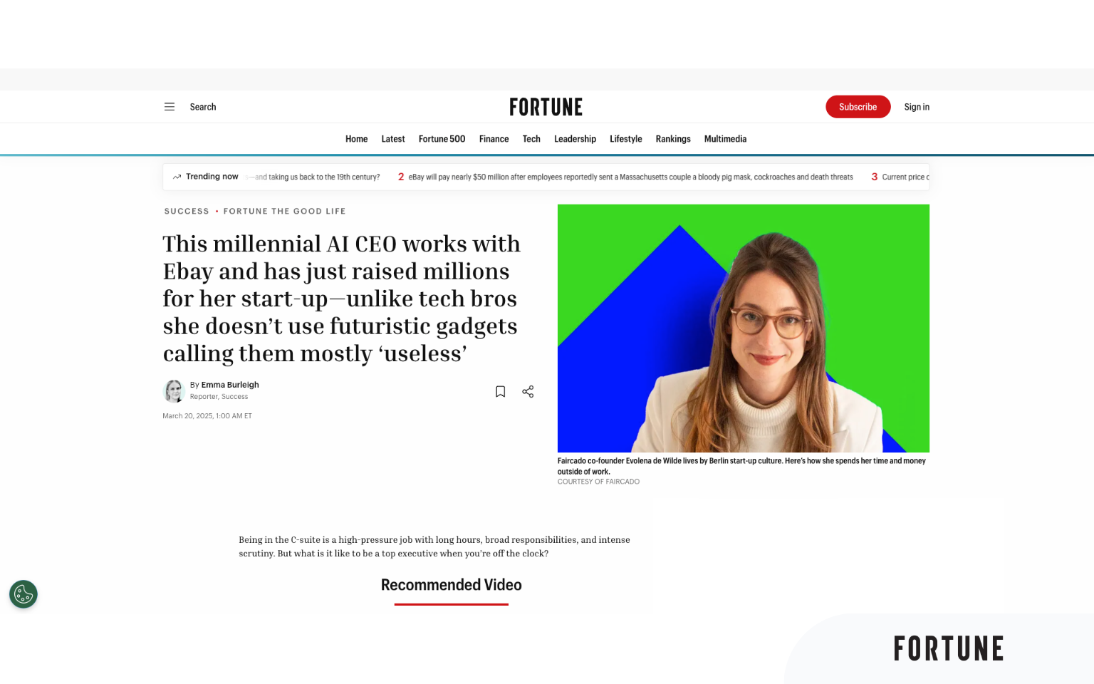 faircado CEO Evolena de Wilde im Portrait bei Fortune