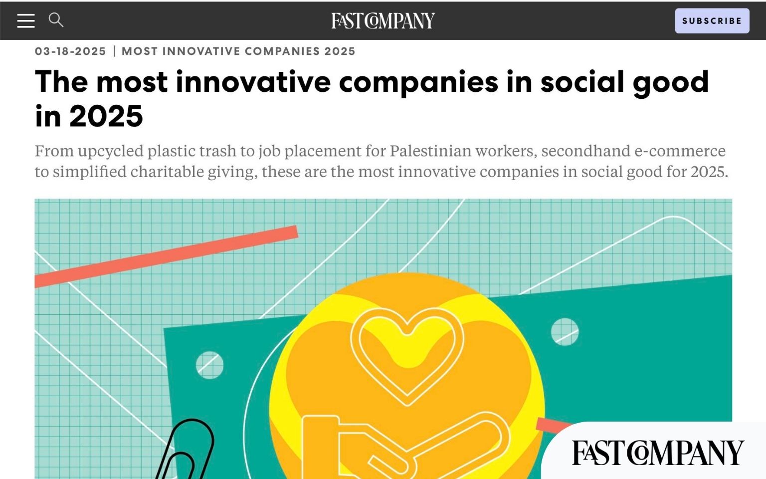 faircado als Teil des Fast Company most innovative companies in social good 2025 Artikel