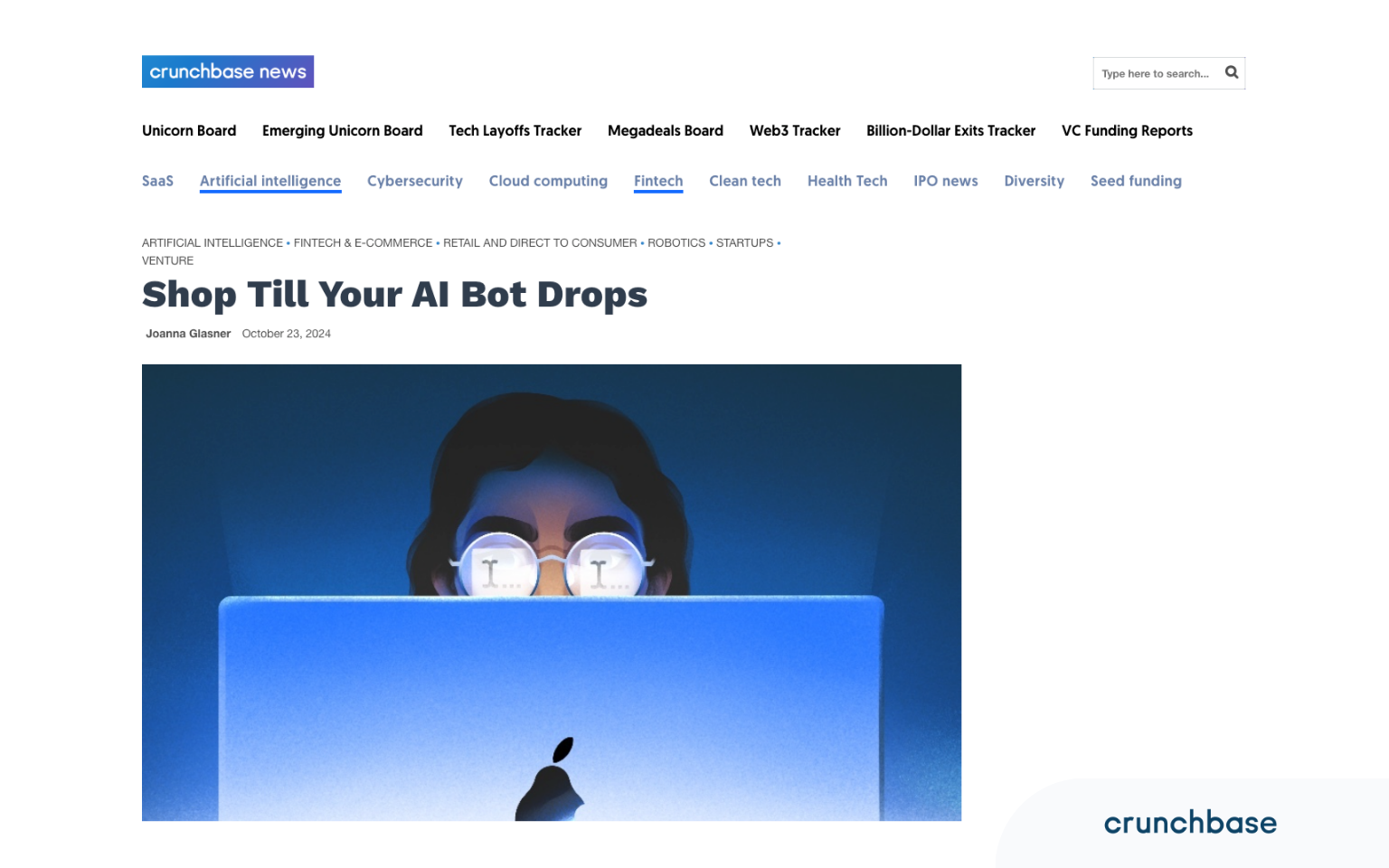 crunchbase artikel über KI Tools, die beim Shoppen helfen